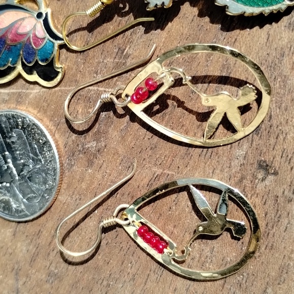 Vintage Wild Bryde Hummingbird , Dragon & Butterfly Cloisonne Enameled Dangling - Picture 5 of 9
